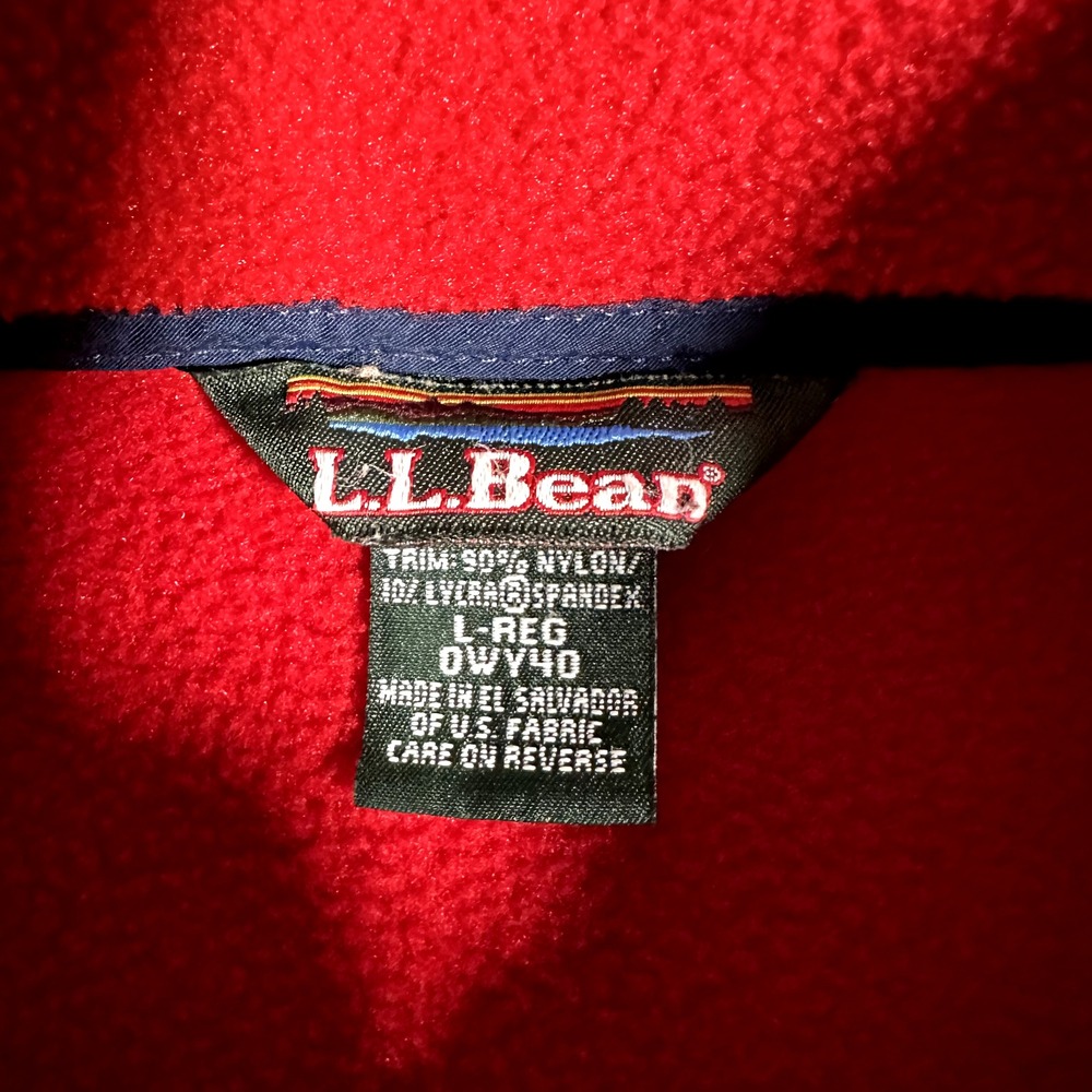 LL Bean Sweater Mens Large Red Fleece Snap Tee Casual Preppy Logo Warm Polyester - Picture 10 of 12